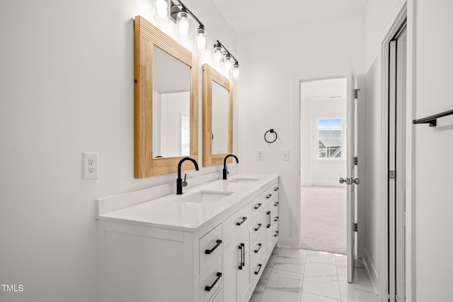 525 Kings Lake Way, Durham, NC 27703 - full bathroom featuring marble finish flooring and double vanity