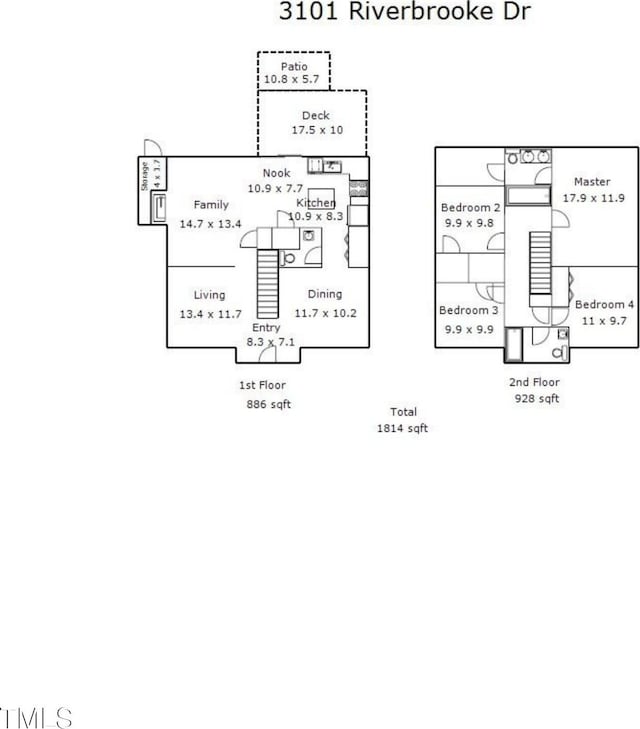 3101 Riverbrooke Dr, Raleigh, NC 27610 - view of floor plan / room layout
