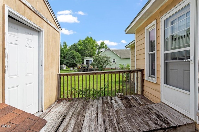 34 Scotts Creek Run, Angier, NC 27501 - wooden terrace featuring a yard