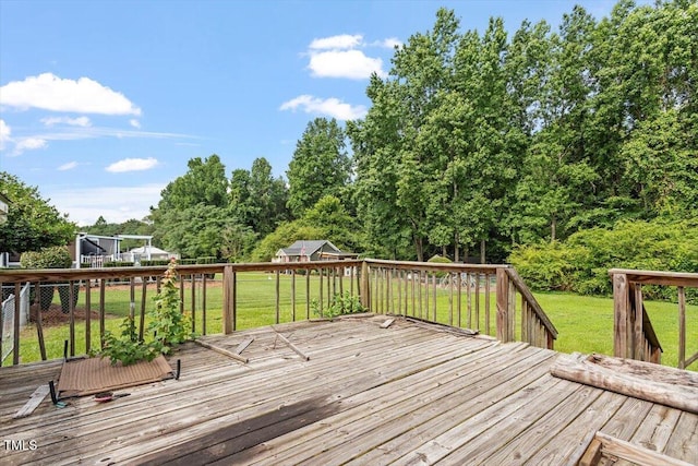 34 Scotts Creek Run, Angier, NC 27501 - wooden terrace with a yard