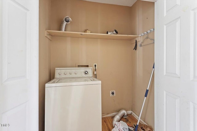 34 Scotts Creek Run, Angier, NC 27501 - washroom featuring washer / dryer and wood finished floors