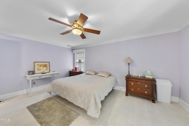 821 Ascot Ln, Raleigh, NC 27615 - bedroom with wood finished floors, ornamental molding, and a ceiling fan