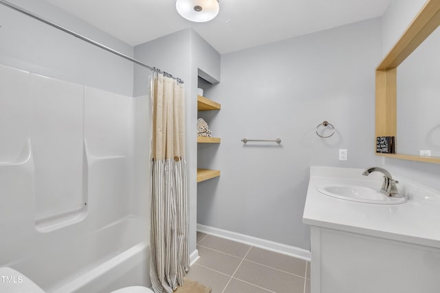 8801 Valley Hill Ct, Apex, NC 27539 - bathroom with vanity, tile patterned flooring, and shower / bathtub combination with curtain