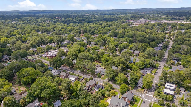 1007 W Markham Ave, Durham, NC 27701 - aerial perspective of suburban area featuring a heavily wooded area