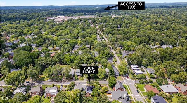 1007 W Markham Ave, Durham, NC 27701 - aerial view of residential area featuring a heavily wooded area
