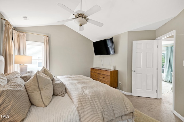 8841 Deerland Grove Dr, Raleigh, NC 27615 - carpeted bedroom with vaulted ceiling and a ceiling fan