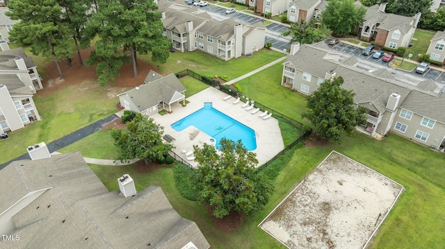667 Bartons Lndg Unit 8, Fayetteville, NC 28314 - aerial perspective of suburban area featuring a pool area
