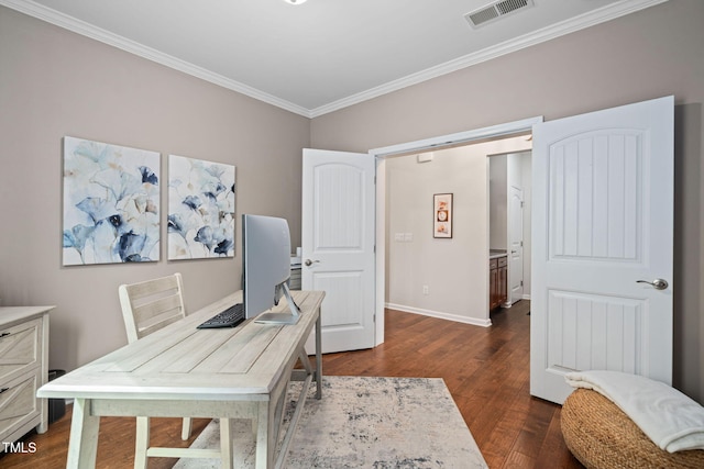1523 Anthology Dr, Durham, NC 27703 - office space with ornamental molding and dark wood-style floors