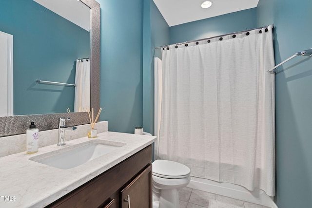 1523 Anthology Dr, Durham, NC 27703 - full bath featuring vanity, tile patterned flooring, and shower / tub combo with curtain