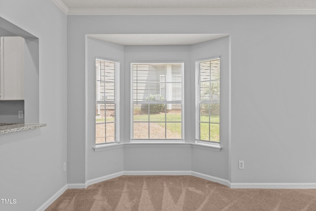 4406 Still Pines Dr, Raleigh, NC 27613 - unfurnished dining area with carpet flooring, ornamental molding, and plenty of natural light