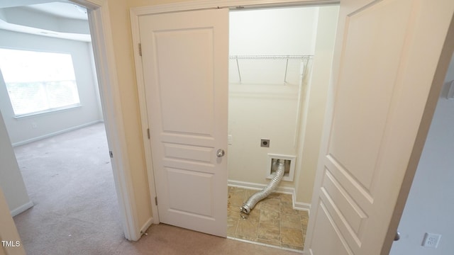 5916 Longeria Ct, Raleigh, NC 27612 - washroom with electric dryer hookup and light carpet