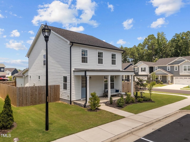 1600 Sandy Prairie Dr, Wendell, NC 27591 - traditional-style home with covered porch, a shingled roof, and a residential view