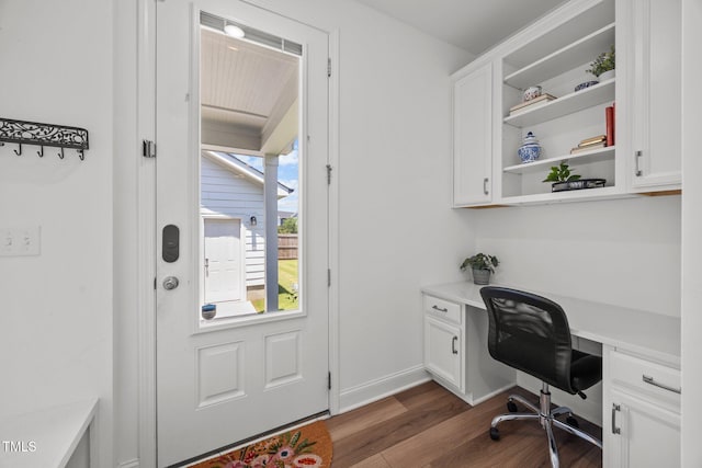 1600 Sandy Prairie Dr, Wendell, NC 27591 - office space featuring built in study area and dark wood-style flooring