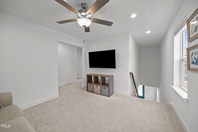 1600 Sandy Prairie Dr, Wendell, NC 27591 - unfurnished living room featuring carpet flooring, recessed lighting, and ceiling fan