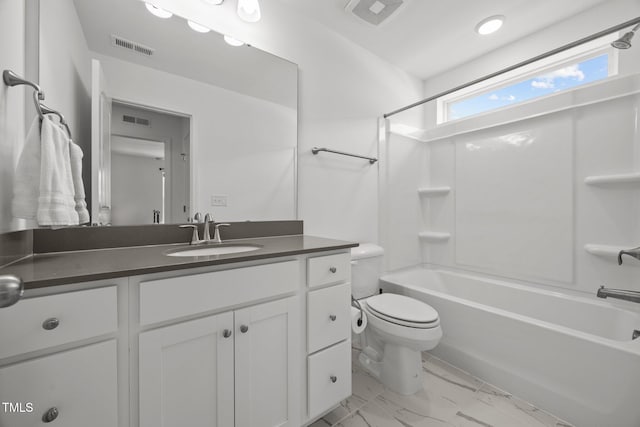 1600 Sandy Prairie Dr, Wendell, NC 27591 - bathroom featuring vanity, tub / shower combination, and marble look tile flooring