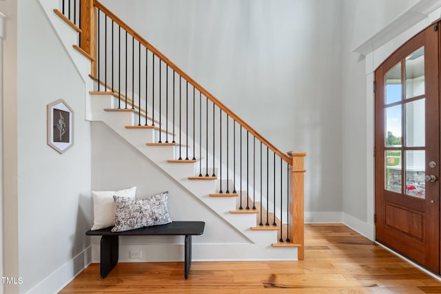 532 Joe Collins Rd, Lillington, NC 27546 - entrance foyer with wood finished floors, stairs, and a towering ceiling