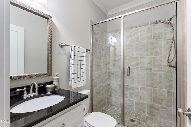 532 Joe Collins Rd, Lillington, NC 27546 - full bathroom with vanity, a shower stall, and crown molding