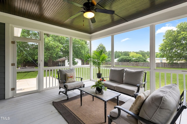 532 Joe Collins Rd, Lillington, NC 27546 - sunroom / solarium with an outdoor living space, a ceiling fan, and healthy amount of natural light