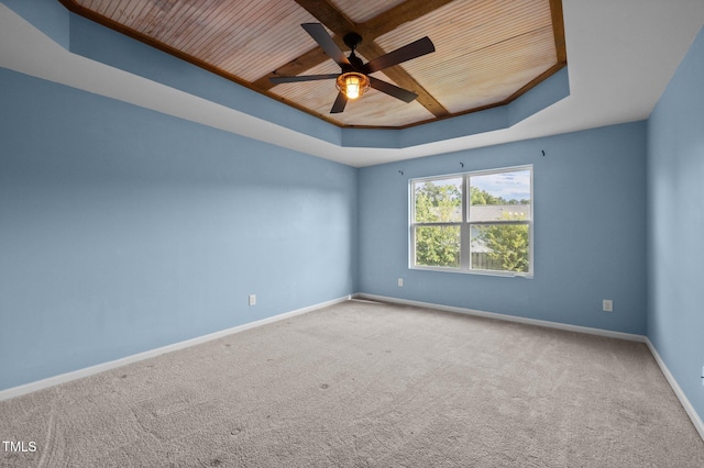 7 Faircroft Ct, Durham, NC 27703 - spare room featuring wood ceiling, ceiling fan, and carpet