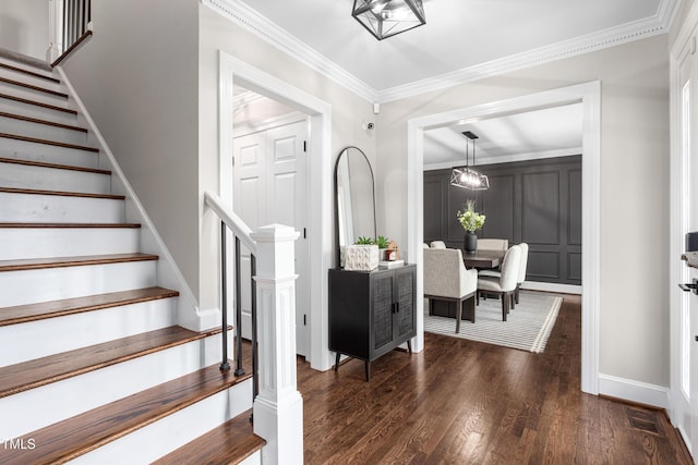 213 Brompton Ct, Burlington, NC 27215 - entrance foyer featuring stairway, wood finished floors, and ornamental molding