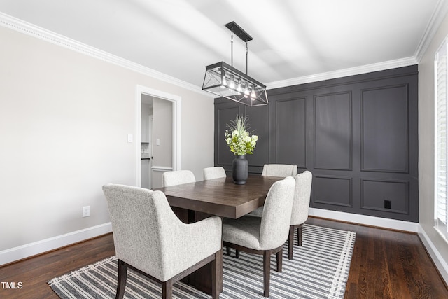 213 Brompton Ct, Burlington, NC 27215 - dining space with crown molding, dark wood-type flooring, and a chandelier