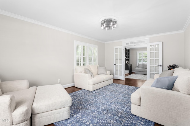213 Brompton Ct, Burlington, NC 27215 - living area with french doors, crown molding, and wood finished floors