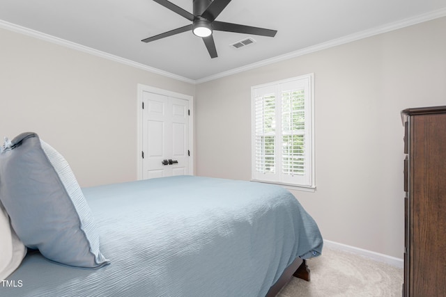 213 Brompton Ct, Burlington, NC 27215 - bedroom with crown molding, carpet floors, and a ceiling fan