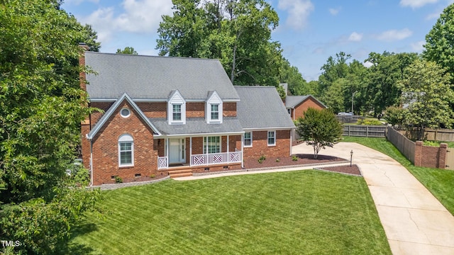 213 Brompton Ct, Burlington, NC 27215 - view of front of property featuring covered porch, crawl space, and brick siding
