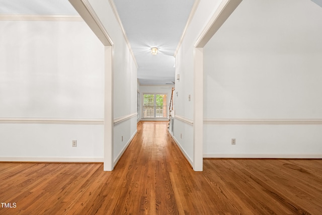 101 Turnberry Ln, Cary, NC 27511 - hallway featuring crown molding and wood finished floors