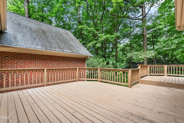 101 Turnberry Ln, Cary, NC 27511 - wooden terrace featuring view of wooded area