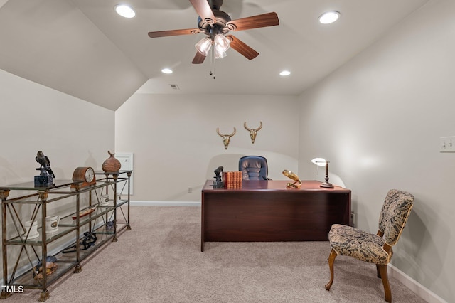 901 Tamaras Cir, Wake Forest, NC 27587 - office space with carpet floors, recessed lighting, and a ceiling fan