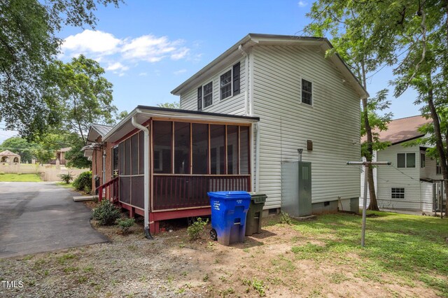 110 Starlite Dr, Carrboro, NC 27510 - back of house featuring crawl space and a sunroom