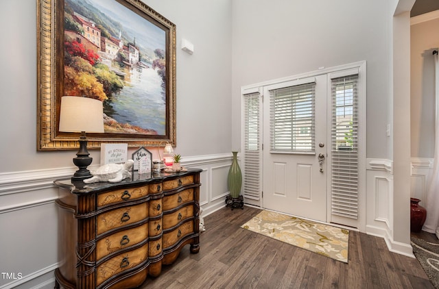 71 Sanibel St, Clayton, NC 27520 - entrance foyer with wainscoting, wood finished floors, and a decorative wall