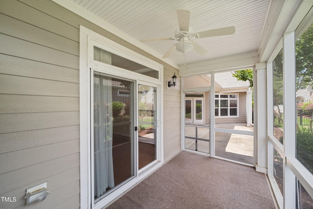 102 Mikaila Dr, Gibsonville, NC 27249 - unfurnished sunroom featuring a ceiling fan