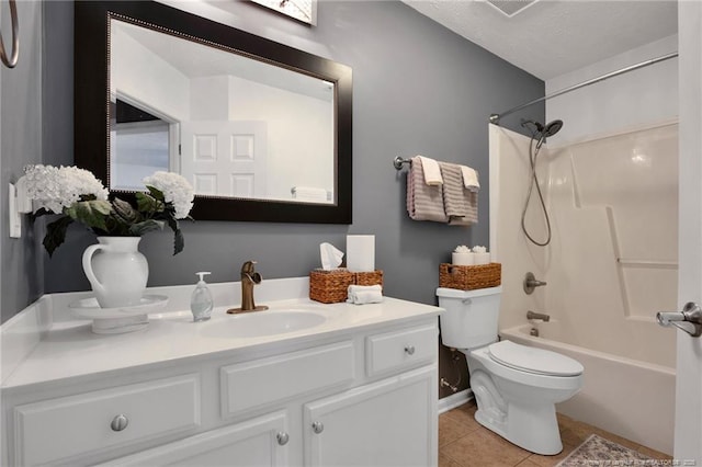 420 Gibson Dr, Raeford, NC 28376 - full bath with vanity, tile patterned flooring, and shower / washtub combination