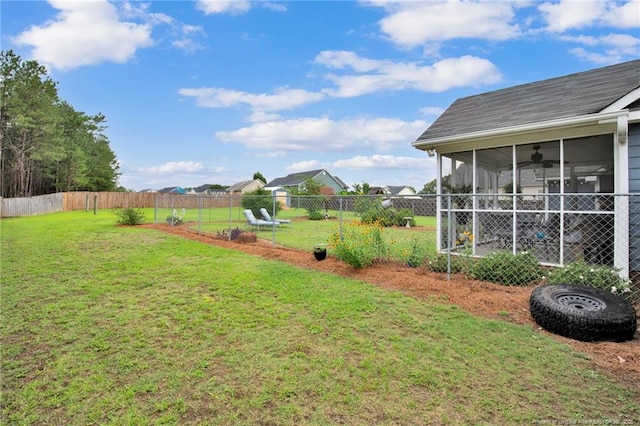 420 Gibson Dr, Raeford, NC 28376 - fenced backyard featuring a sunroom
