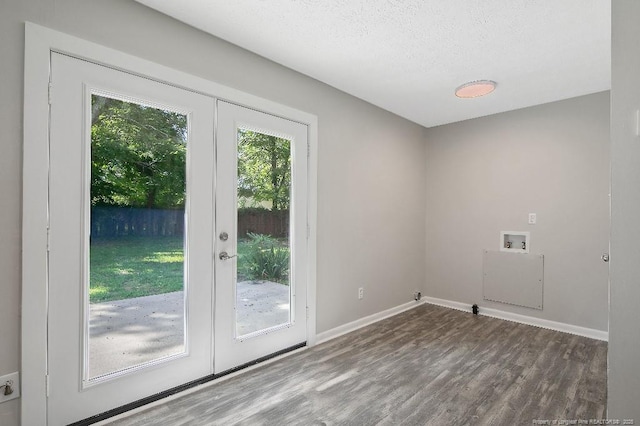 2304 Electra Rd, Fayetteville, NC 28304 - entryway featuring wood finished floors, french doors, and a textured ceiling