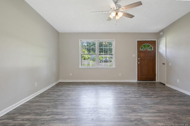 2304 Electra Rd, Fayetteville, NC 28304 - foyer entrance featuring a ceiling fan and dark wood-style floors
