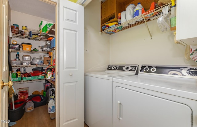 6408 Glen Brack Ct, Raleigh, NC 27603 - laundry room featuring washing machine and clothes dryer and wood finished floors