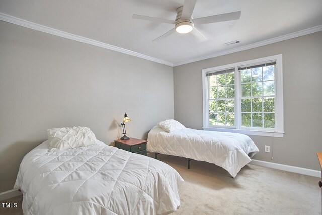 5328 Willow Cry Ln, Raleigh, NC 27613 - carpeted bedroom featuring crown molding and a ceiling fan