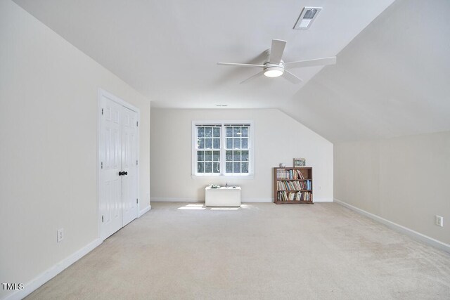 5328 Willow Cry Ln, Raleigh, NC 27613 - bonus room featuring ceiling fan, carpet floors, and lofted ceiling
