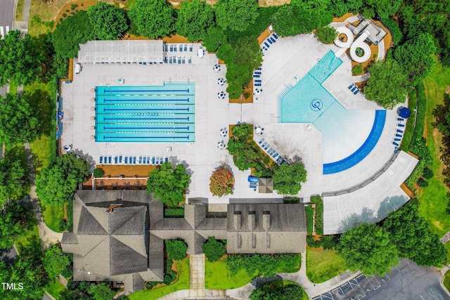 734 Portstewart Dr, Cary, NC 27519 - aerial view of a pool area
