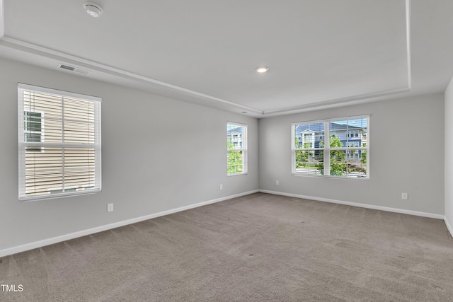 6549 Tremolo Trl, Raleigh, NC 27616 - unfurnished room featuring a smoke detector, carpet, recessed lighting, and a tray ceiling