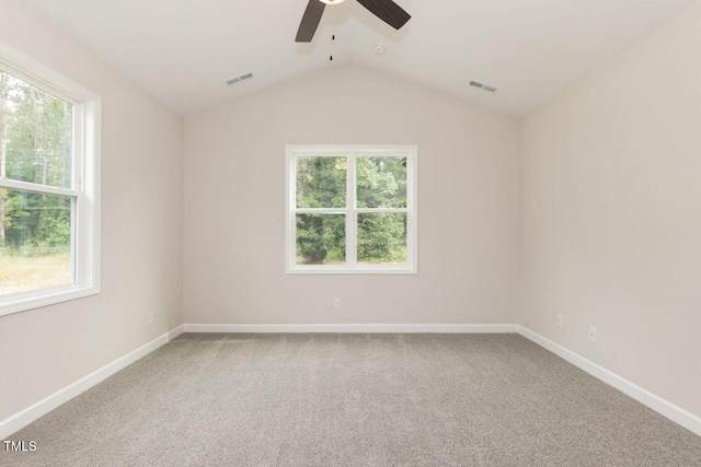 510 Branch St, Rocky Mount, NC 27801 - spare room featuring a ceiling fan, lofted ceiling, and carpet floors