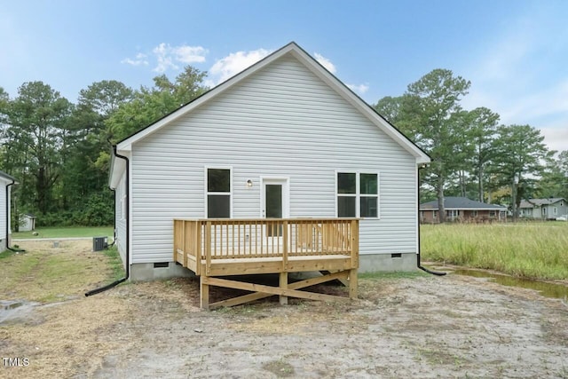 510 Branch St, Rocky Mount, NC 27801 - rear view of house featuring crawl space and a wooden deck