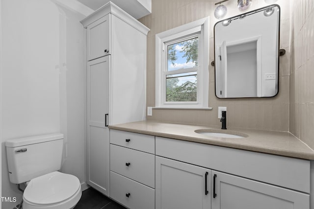 4812 Latimer Rd, Raleigh, NC 27609 - bathroom featuring vanity, tile patterned floors, and decorative backsplash