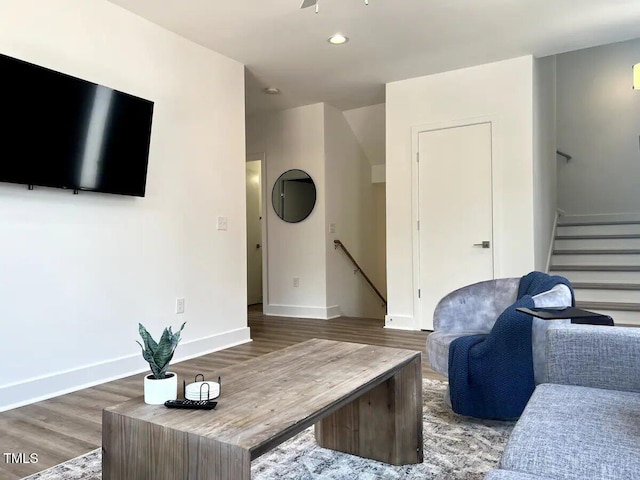 1106 Nova St, Durham, NC 27713 - living area with wood finished floors and recessed lighting