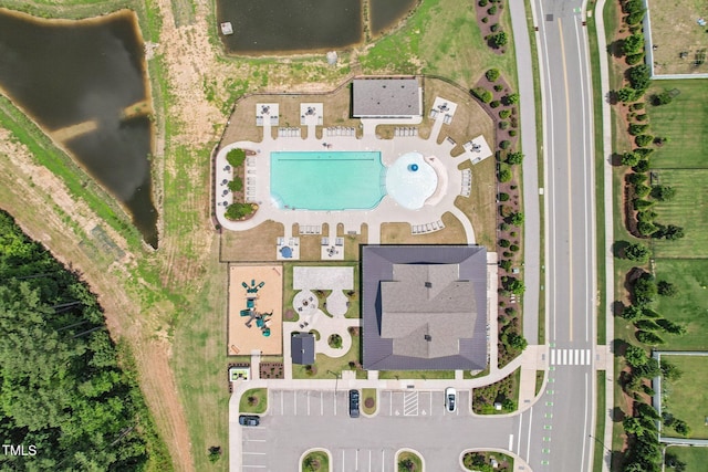 3194 Retama Run, New Hill, NC 27562 - drone / aerial view of a pool area