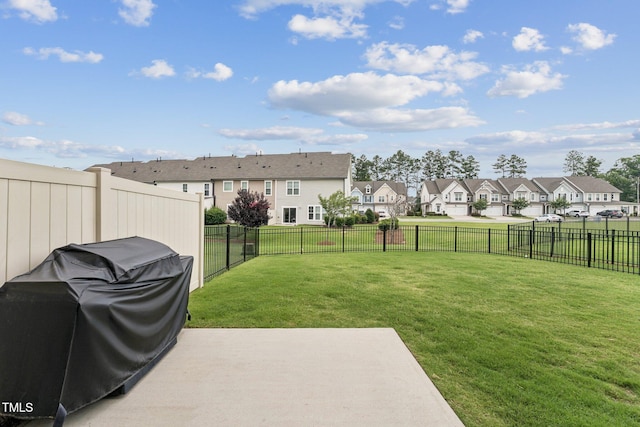 3194 Retama Run, New Hill, NC 27562 - fenced backyard featuring a residential view and a patio area
