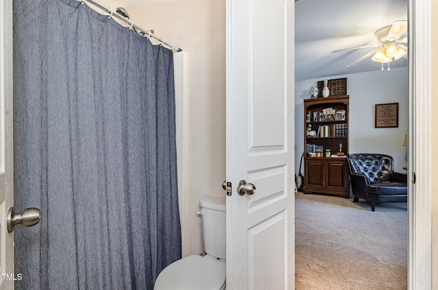 513 Dragby Ln, Raleigh, NC 27603 - full bath featuring a ceiling fan and curtained shower